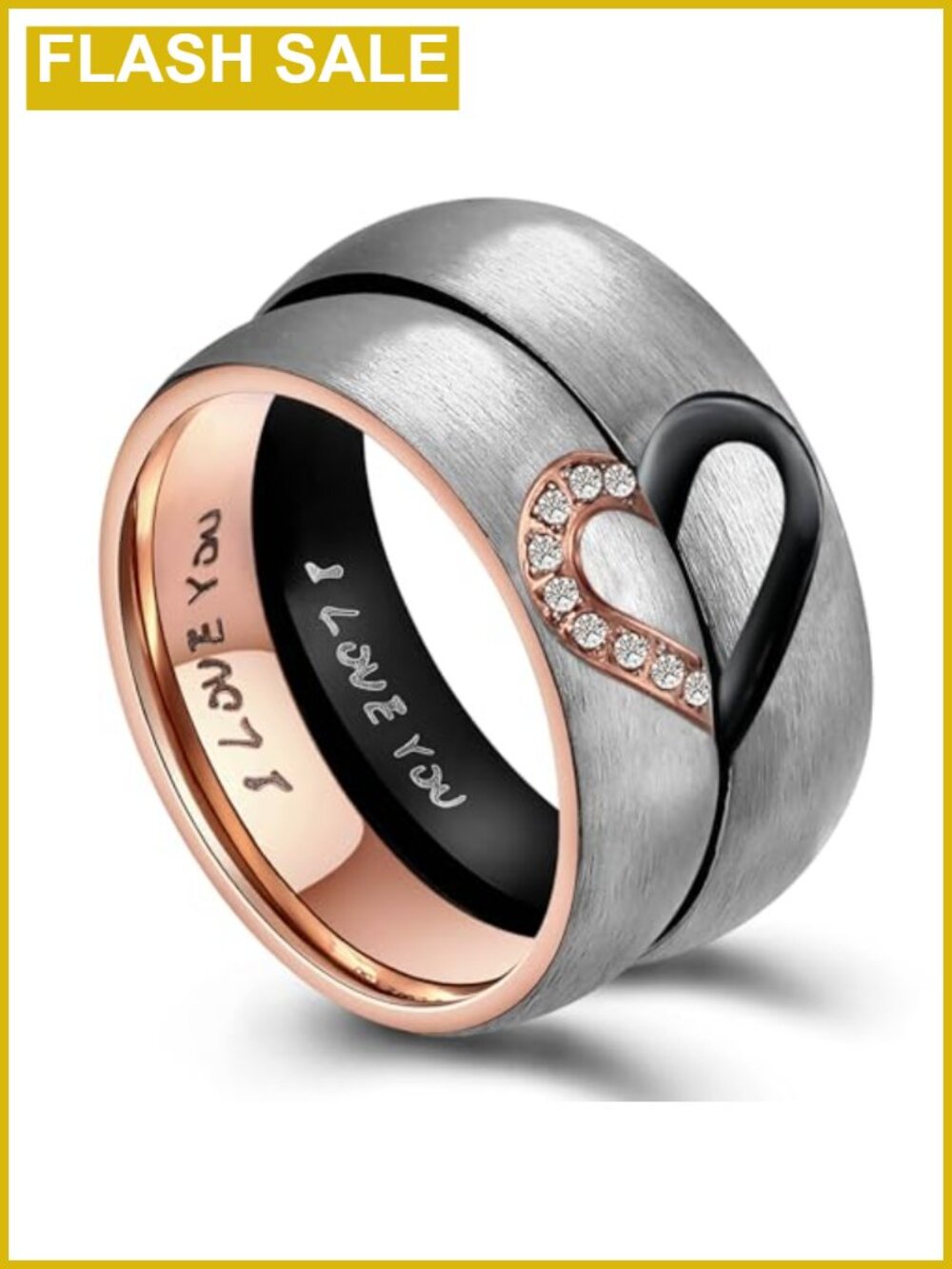 Stainless Steel Promise Ring 6mm Heart Cubic Zirconia Band
